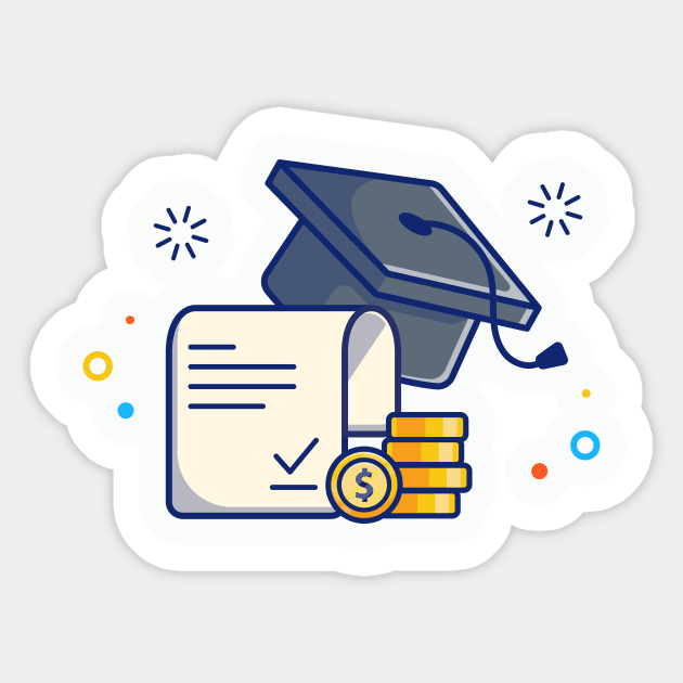 Scholarship, Graduation Cap, Certificate And Coin Cartoon Sticker by Catalyst Labs